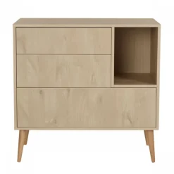 Chambre duo lit bébé 70x140 cm évolutif en lit enfant + commode avec plan à langer cocoon natural oak