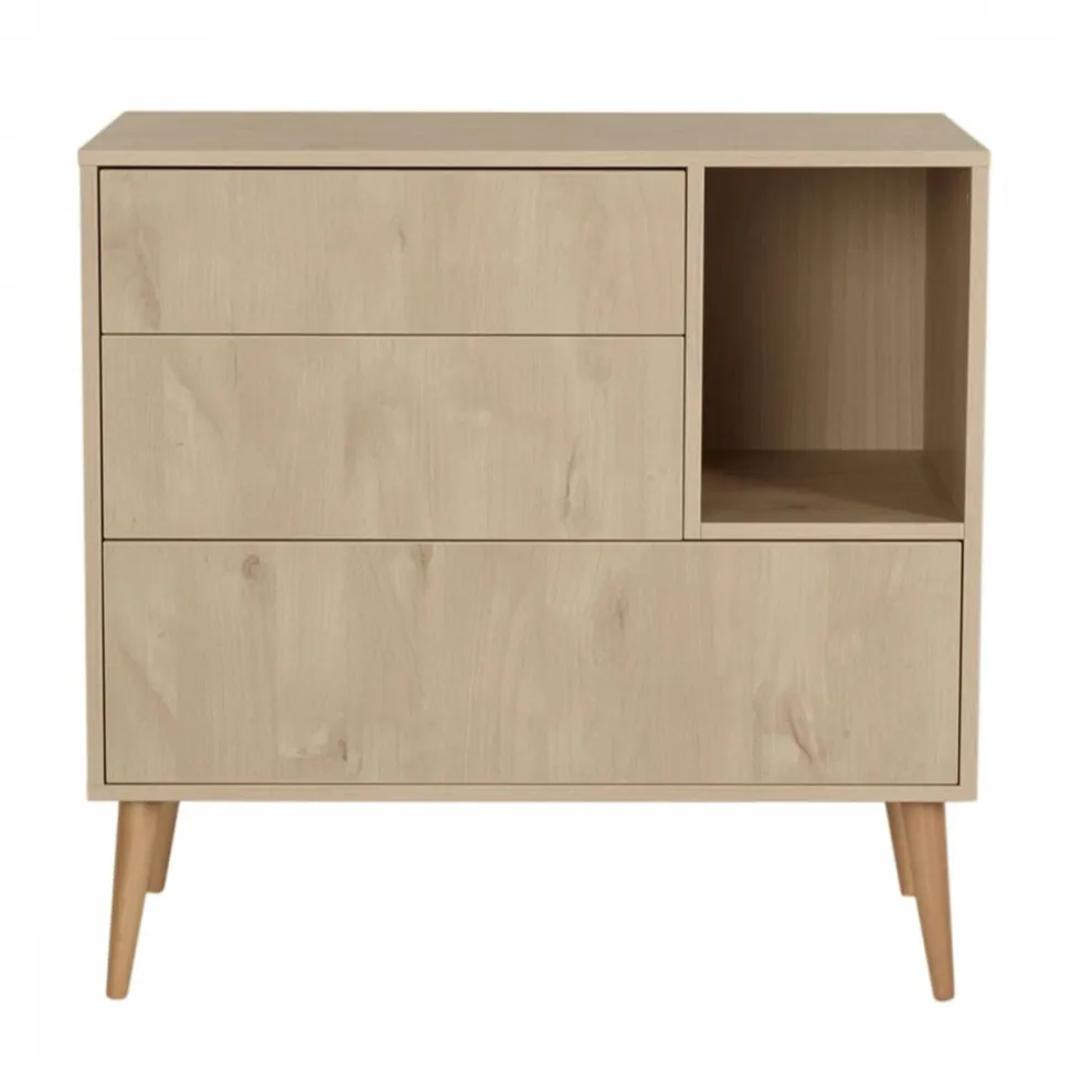 Chambre duo lit bébé 70x140 cm évolutif en lit enfant + commode avec plan à langer cocoon natural oak