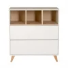 Chambre duo lit bébé 70x140 cm évolutif en lit enfant + commode avec plan à langer loft white