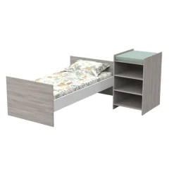 Chambre duo lit combiné évolutif et armoire chêne silex