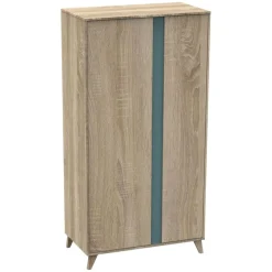 Chambre duo lit combiné évolutif 60x120 + armoire nova argile douce