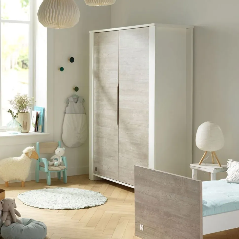 Chambre duo lit combiné évolutif + armoire loft bois