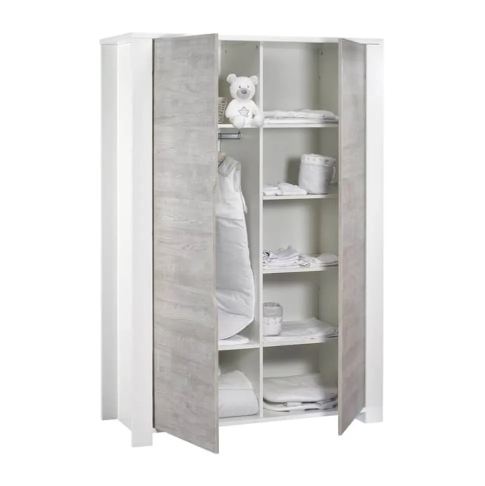 Chambre duo lit combiné évolutif + armoire loft bois