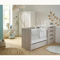 Chambre duo lit combiné évolutif + armoire loft bois