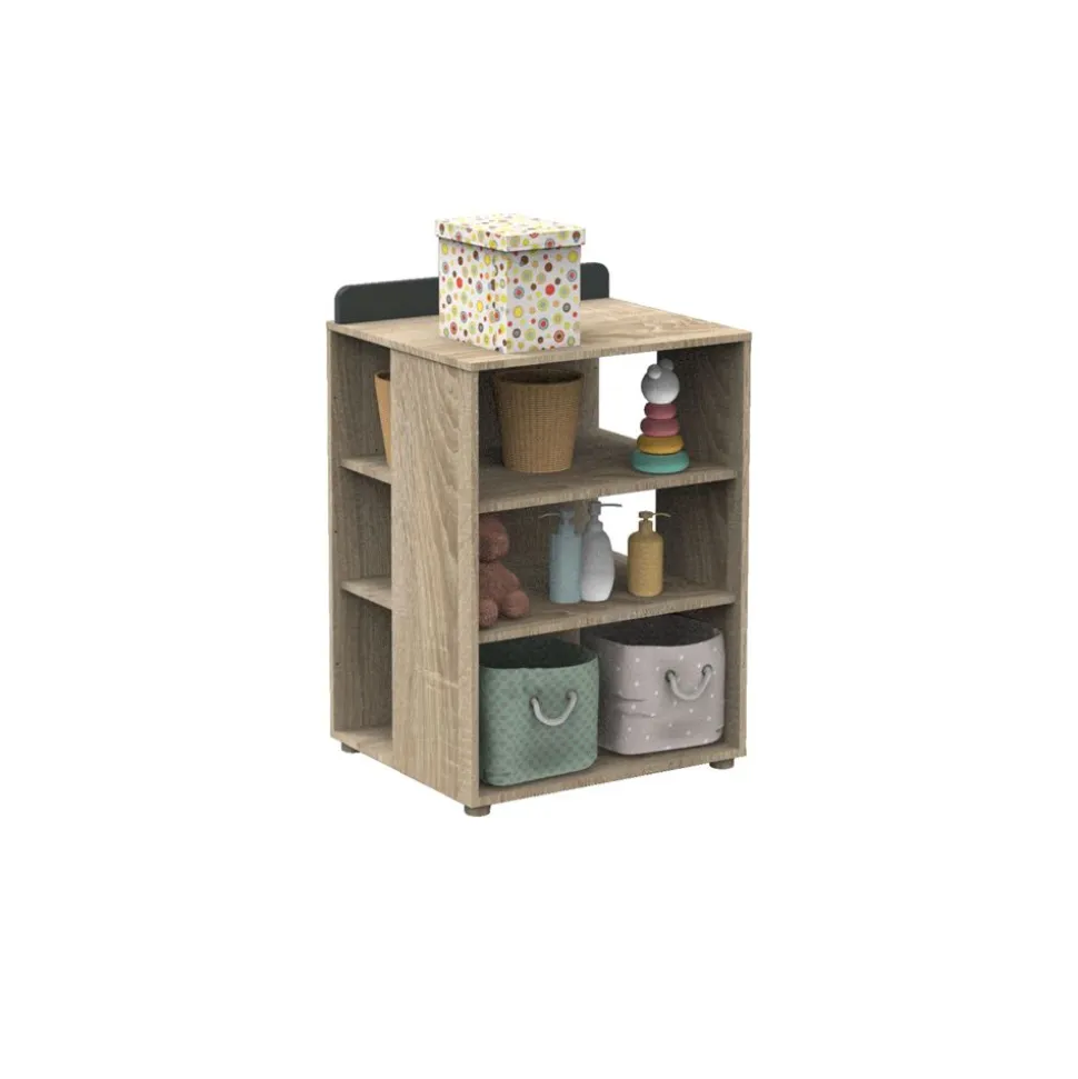 Chambre duo lit combiné évolutif 60x120 + armoire nova gris volcan
