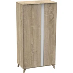 Chambre duo lit combiné évolutif 60x120 + armoire nova blanc lin
