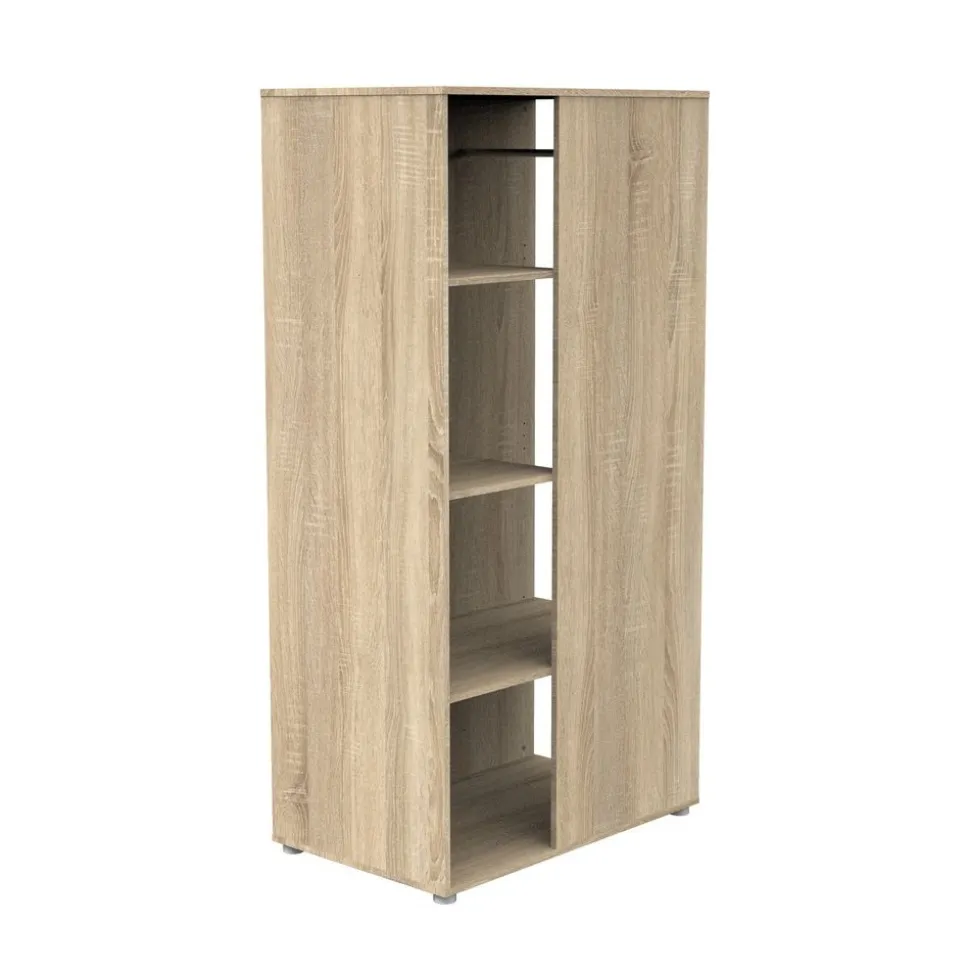 Chambre duo lit combiné évolutif et armoire chêne doré