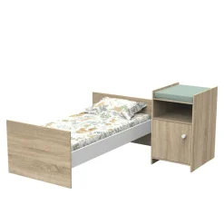 Chambre duo lit combiné évolutif et armoire chêne doré