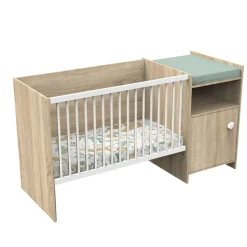 Chambre duo lit combiné évolutif et armoire chêne doré