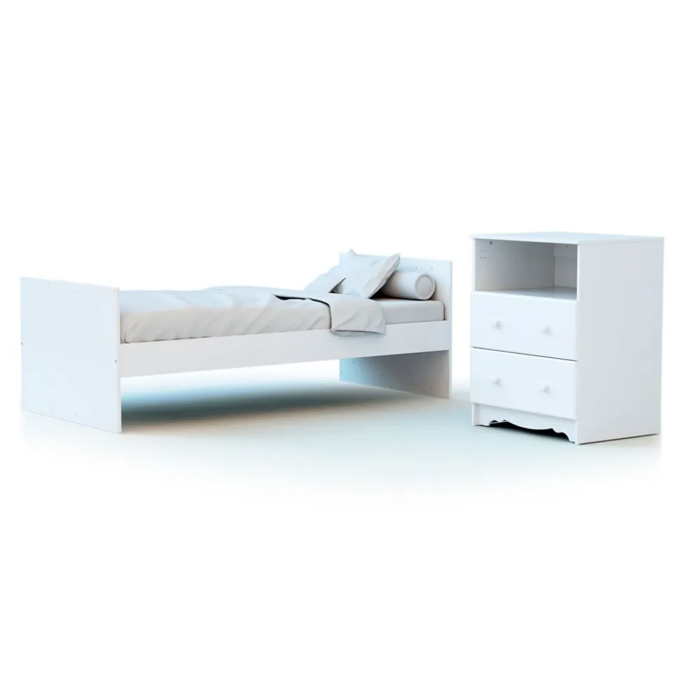 Chambre duo lit combiné 60x120 cm marelle blanc