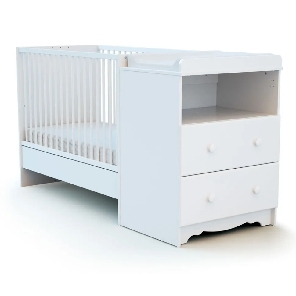 Chambre duo lit combiné 60x120 cm marelle blanc
