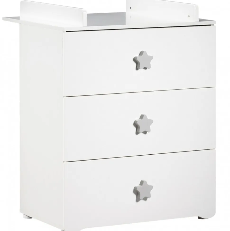 Chambre duo lit + commode basic étoile gris