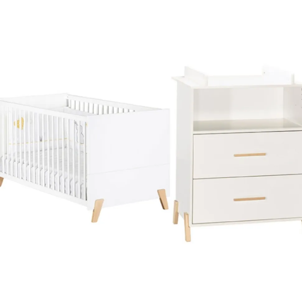 Chambre duo lit + commode joy naturel