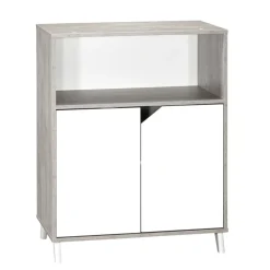 Chambre duo lit + commode scandi gris