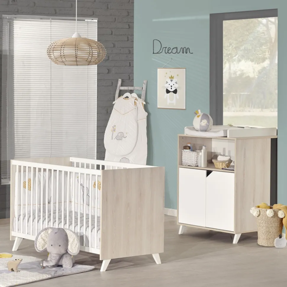 Chambre duo lit + commode scandi naturel
