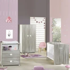 Chambre duo lit little big bed + commode smile chêne silex