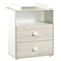 Chambre duo lit little big bed + commode smile hêtre cendré