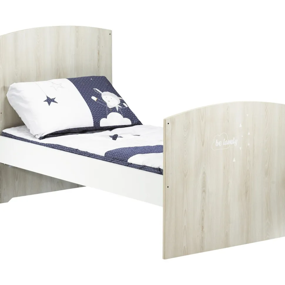 Chambre duo lit little big bed + commode smile hêtre cendré