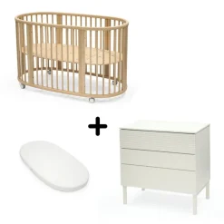Chambre duo lit sleepi + commode sleepi + matelas - natural
