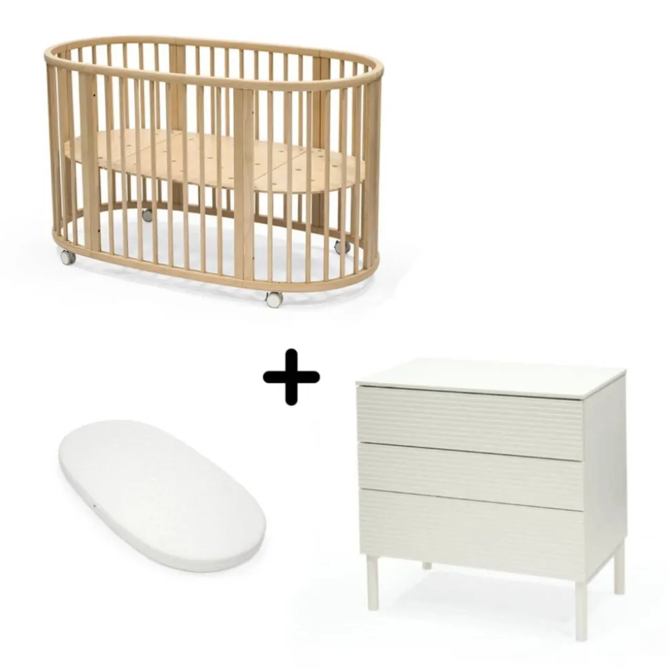 Chambre duo lit sleepi + commode sleepi + matelas - natural