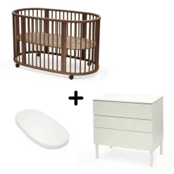 Chambre duo lit sleepi + commode sleepi + matelas - warm brown