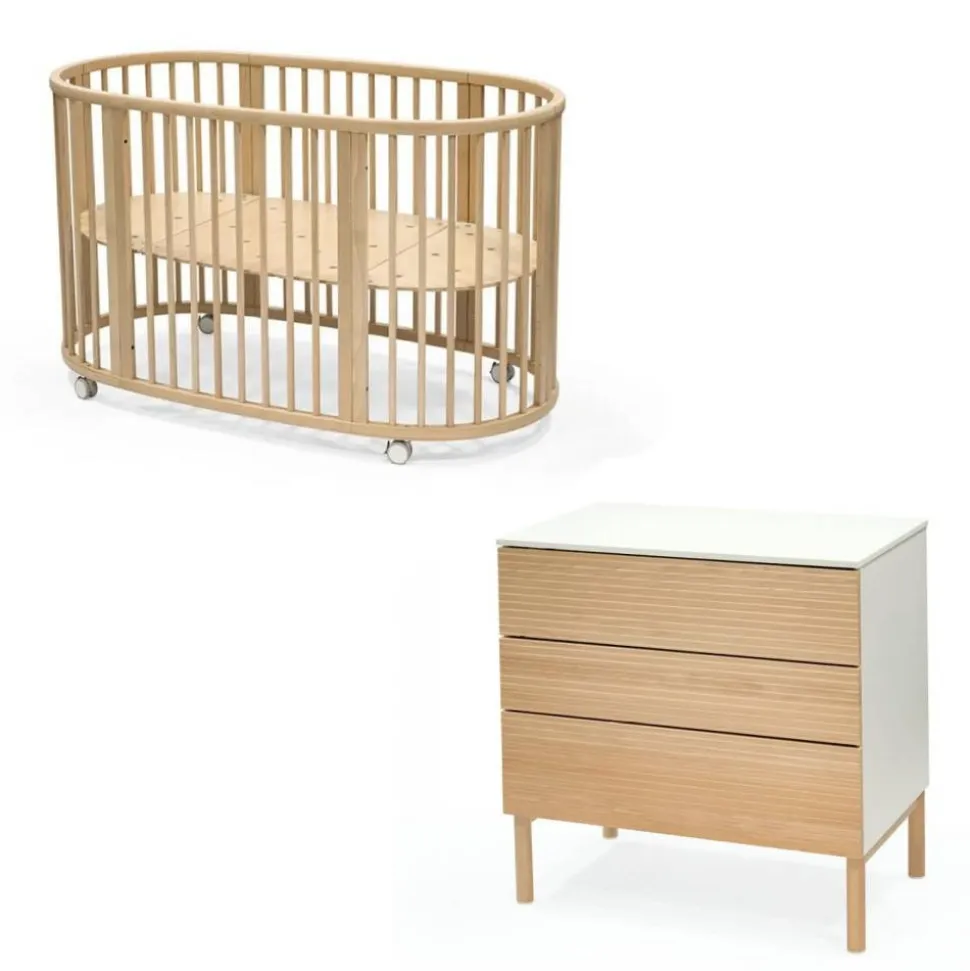 Chambre duo lit sleepi natural + commode sleepi natural