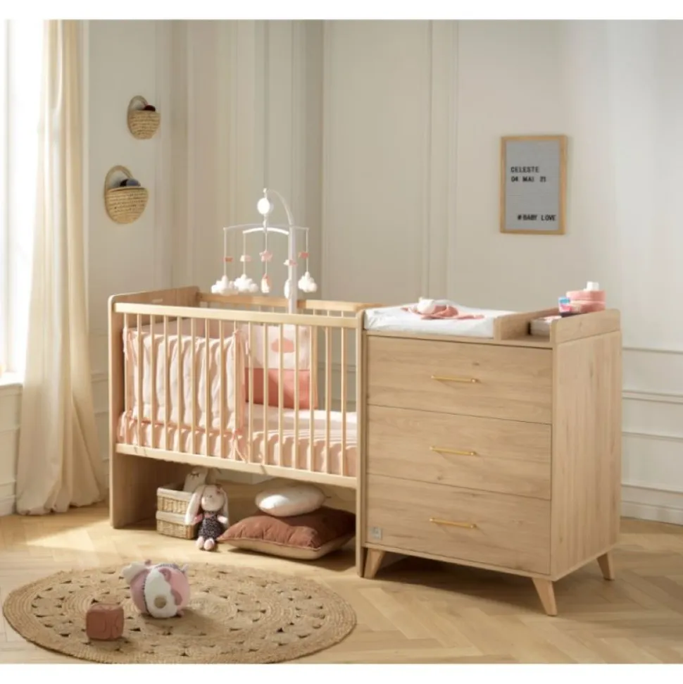 Chambre duo lit évolutif bébé combiné 60x120 cm en 90x190 cm + armoire arty