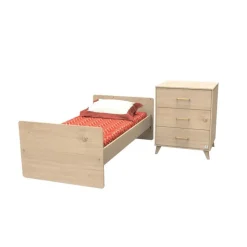 Chambre duo lit évolutif bébé combiné 60x120 cm en 90x190 cm + armoire arty