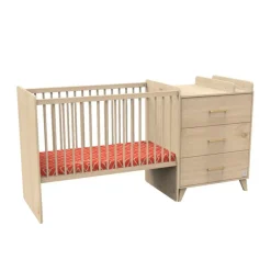 Chambre duo lit évolutif bébé combiné 60x120 cm en 90x190 cm + armoire arty