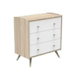 Chambre duo lit évolutif 140x70 cm + commode 3 tiroirs access bois blanc