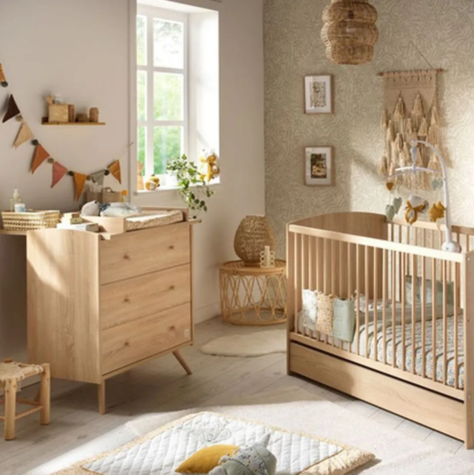 Chambre duo lit évolutif 140x70 cm + commode 3 tiroirs access bois