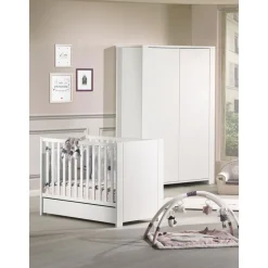 Chambre duo lit 60x120 + armoire loft blanc