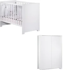 Chambre duo lit 60x120 + armoire loft blanc