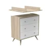Chambre duo lit 60x120 cm + commode 3 tiroirs access bois blanc