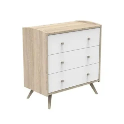 Chambre duo lit 60x120 cm + commode 3 tiroirs access bois blanc
