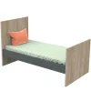 Chambre duo lit 70x140 + commode nova gris volcan