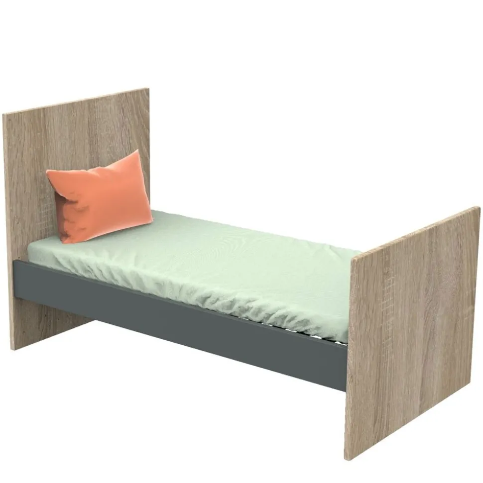 Chambre duo lit 70x140 + commode nova gris volcan
