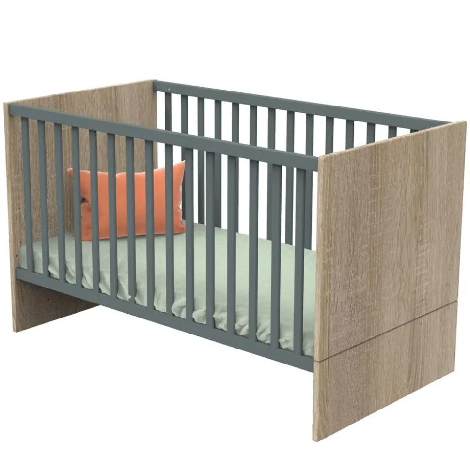 Chambre duo lit 70x140 + commode nova gris volcan