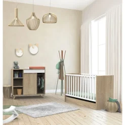 Chambre duo lit 70x140 + commode nova blanc lin