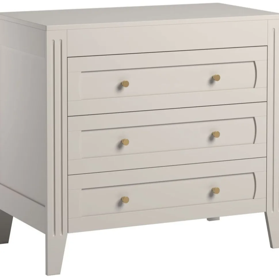 Chambre duo lit 70x140 + commode sable beige - collection milenne