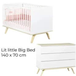 Chambre duo lit 70x140 + commode serena