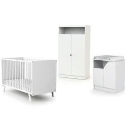 Chambre trio carnaval lit + armoire + meuble à langer blanc