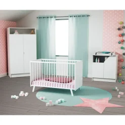 Chambre trio carnaval lit + armoire + meuble à langer blanc