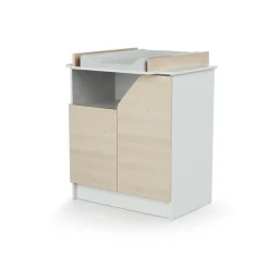 Chambre trio carnaval lit + armoire + meuble à langer blanc et bouleau