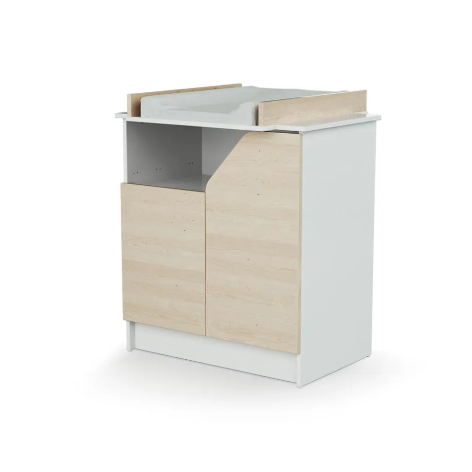 Chambre trio carnaval lit + armoire + meuble à langer blanc et bouleau