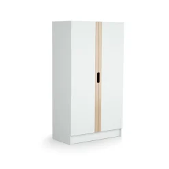 Chambre trio carrousel lit évolutif 70x140 cm + commode à langer + armoire blanc et hêtre