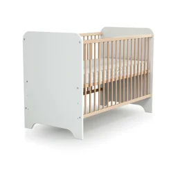 Chambre trio carrousel lit 60x120 cm + commode à langer + armoire blanc et hêtre
