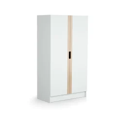 Chambre trio carrousel lit 60x120 cm + commode à langer + armoire blanc et hêtre