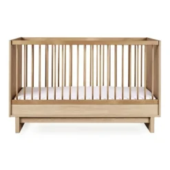 Chambre trio kyo lit bébé évolutif 70 x 120 cm + armoire + commode avec plan à langer - honey ash