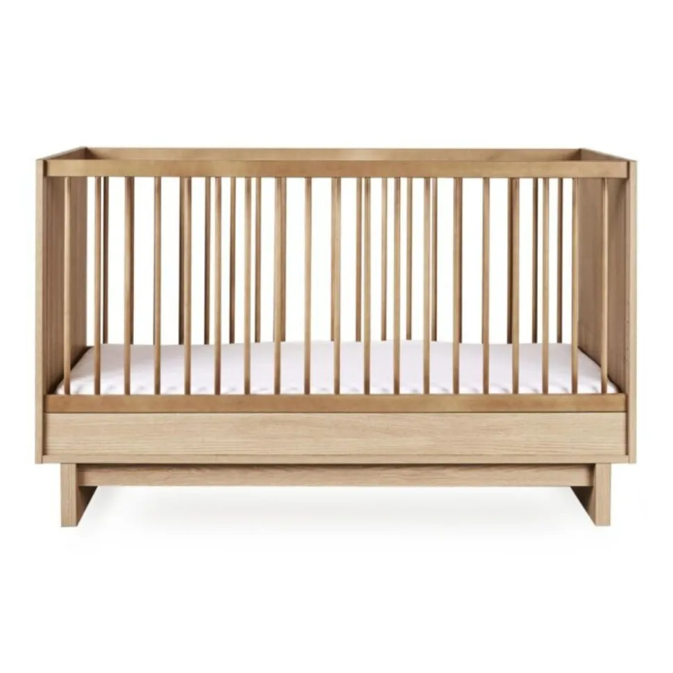 Chambre trio kyo lit bébé évolutif 70 x 120 cm + armoire + commode avec plan à langer - honey ash